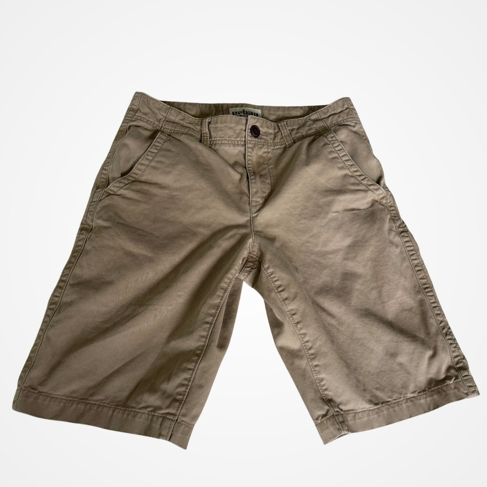 Urban Pipeline Mens Khaki Chino Shorts Tan Cotton Twill Flat Front‎ Size 30